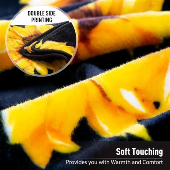 Sunflower Gifts Blanket, Double Sided Print Throw Soft Warm Lightweight 50"x60" - Picture 5 of 6